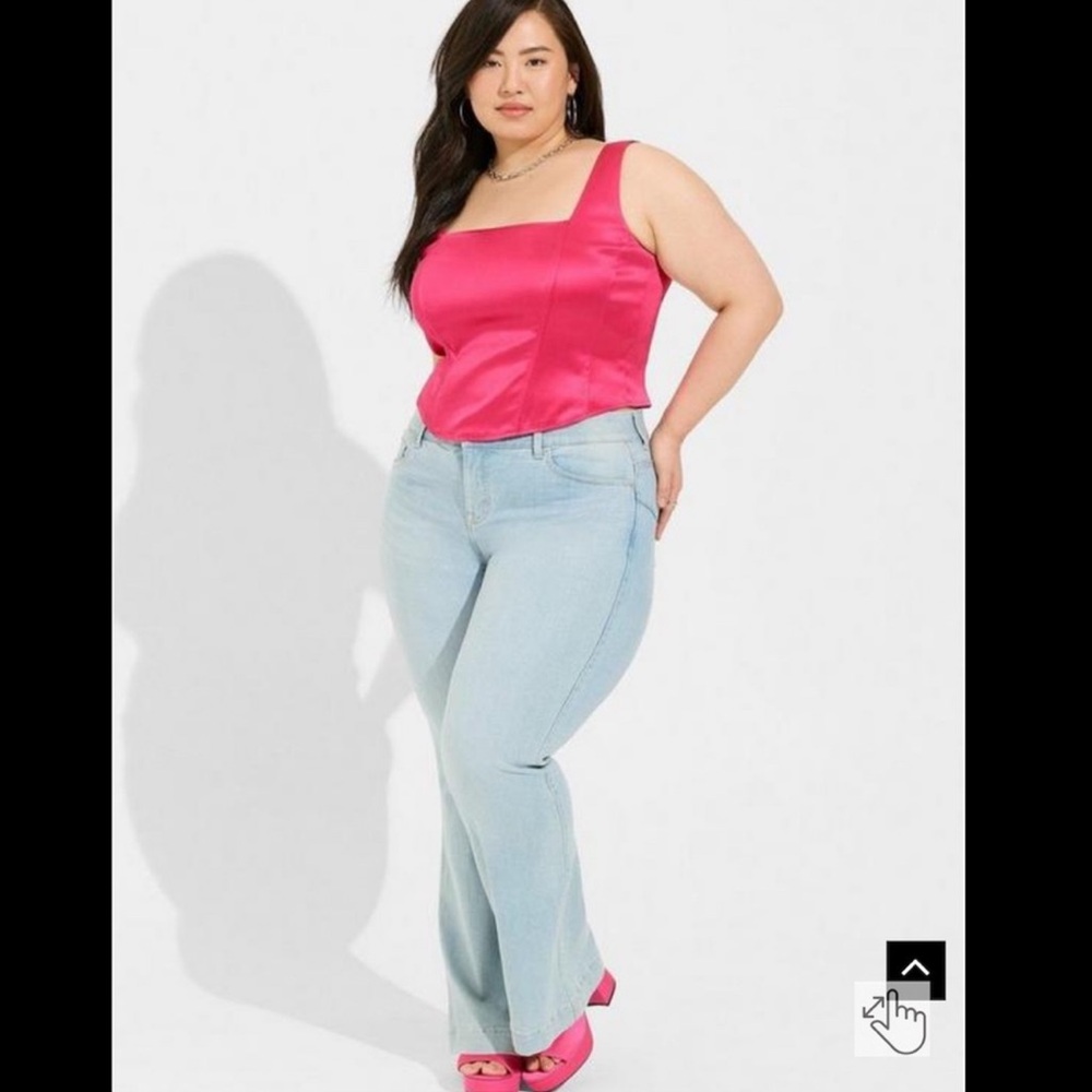 Women's Pink and Black Satin Top